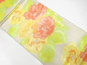 アンティーク　花模様織出し袋帯（材料）